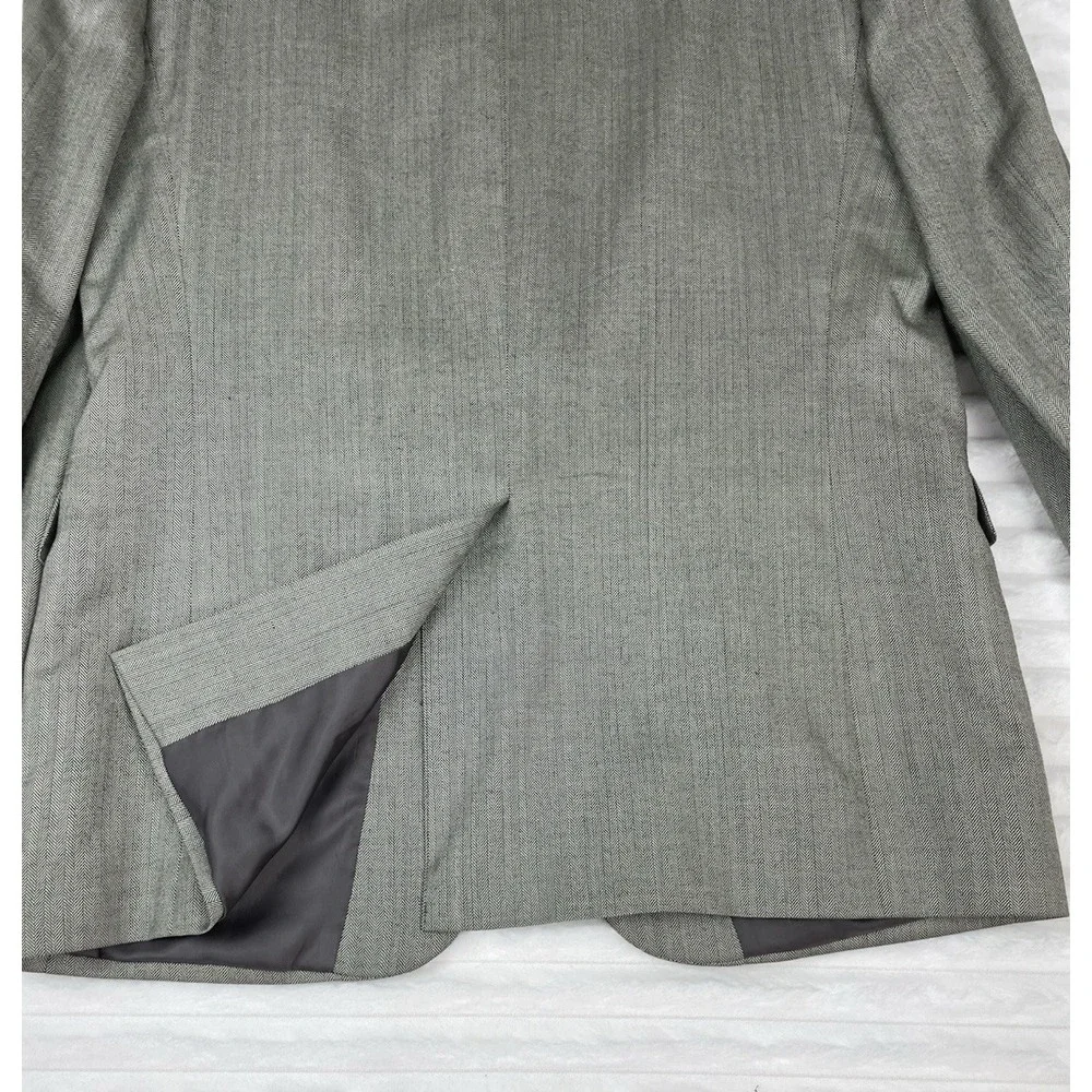 Lauren Ralph Lauren Silk Wool Suit Coat Jacket Men's 40R Beige/Brown Herringbone